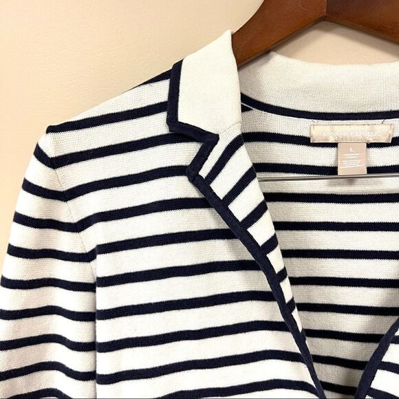 - Banana Republic navy/white striped  jacket  L - Picture 3 of 8